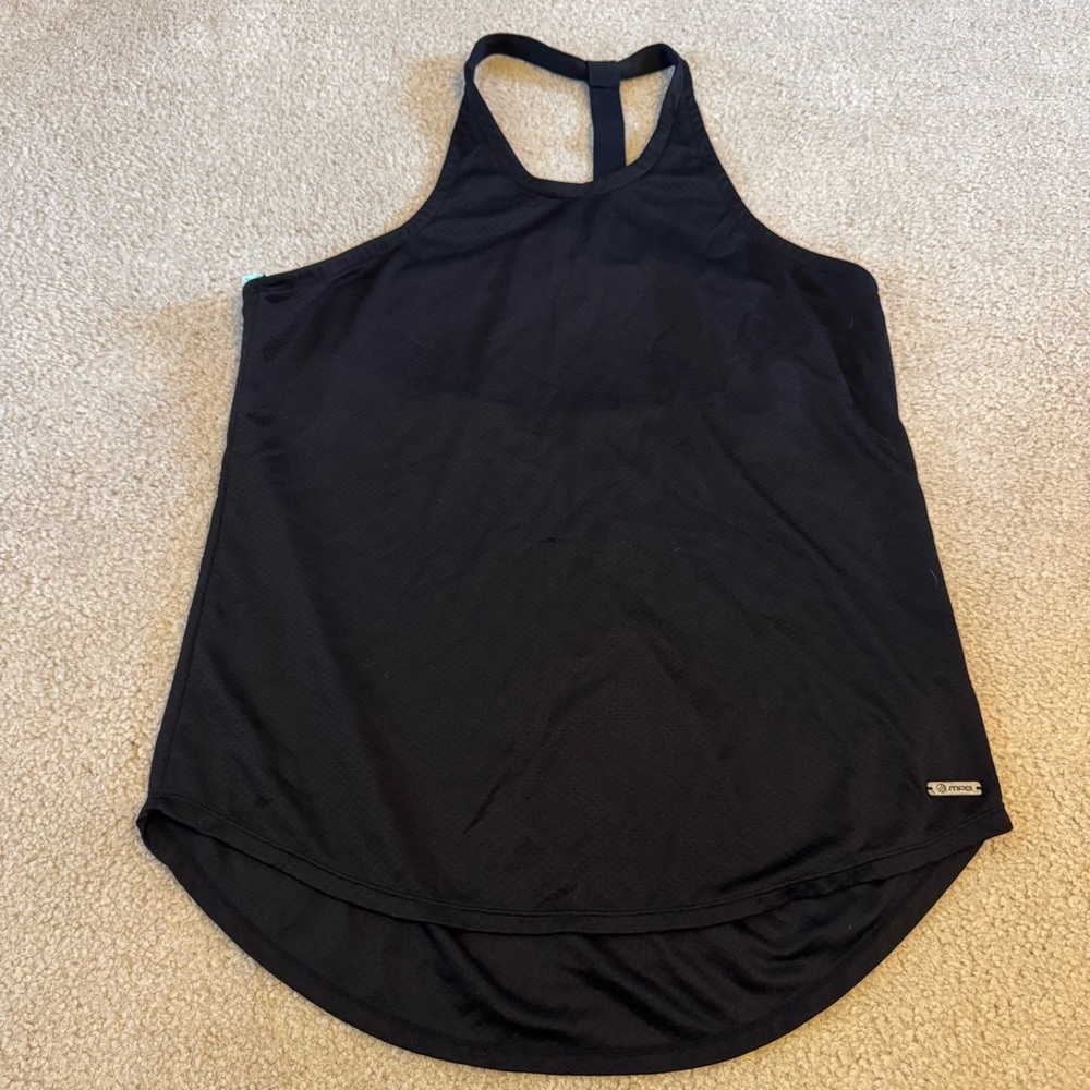MPG Black Racerback Blue Strappy Back Workout Tank